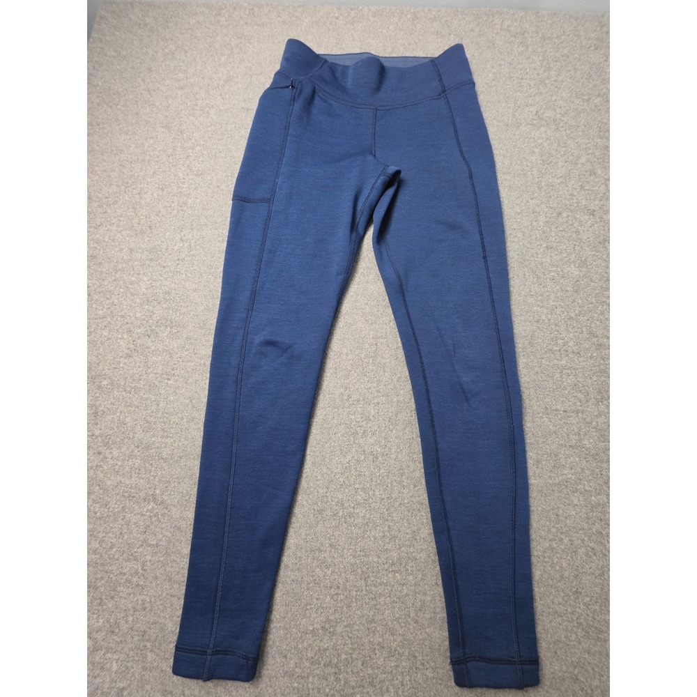 Title Nine Compression Athletic Leggings Women Small Blue Zip Pocket Running
